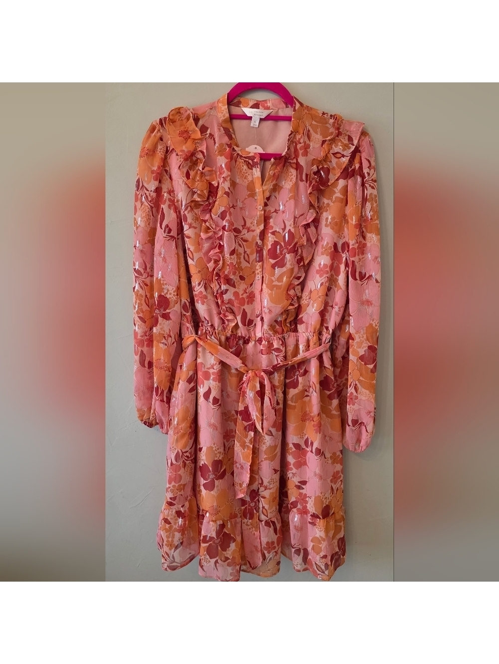 LC Lauren Conrad Pink and Orange Floral Dress